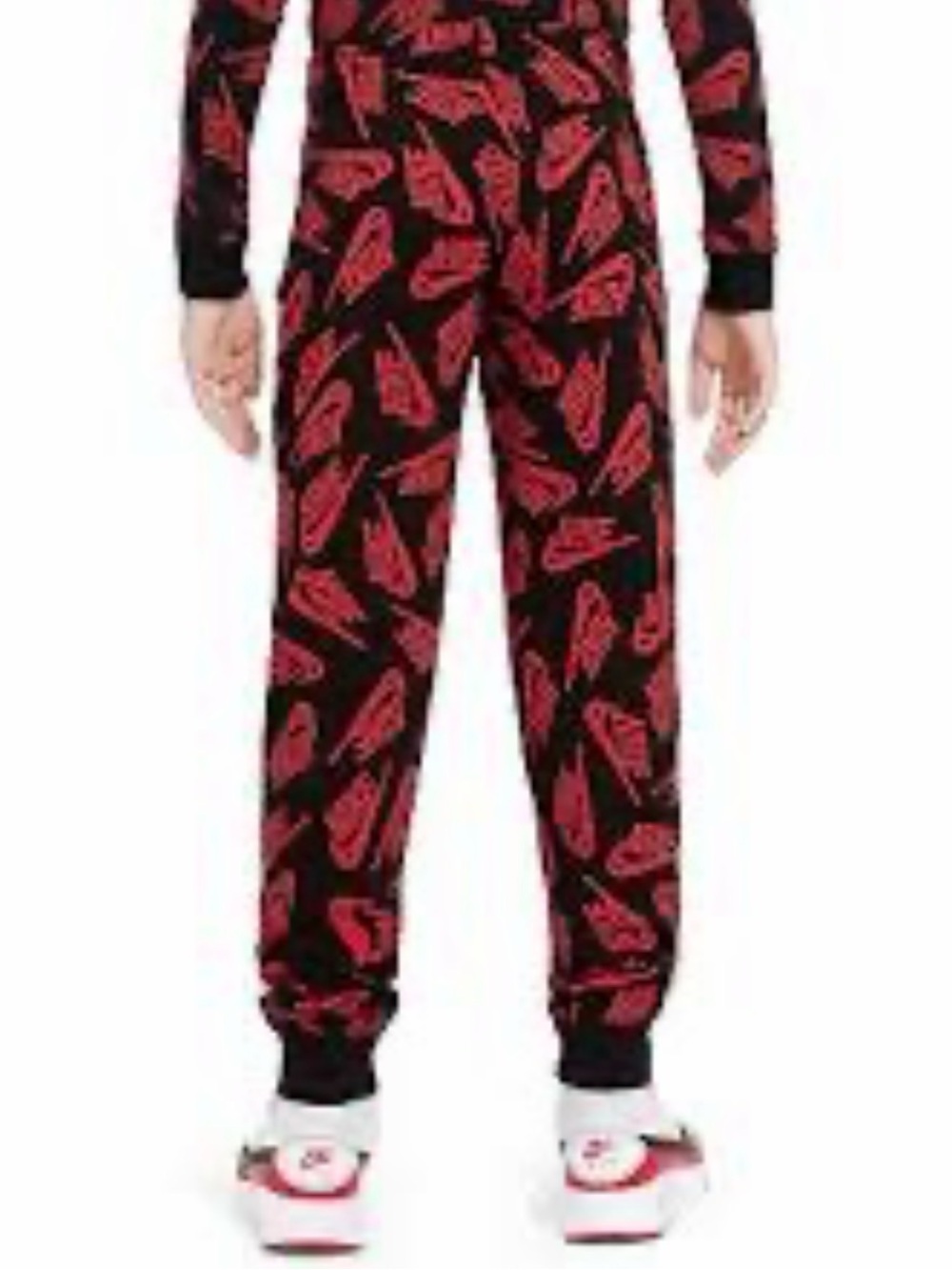 Nike Kids Black Fleece Bottoms Joggers with Red Nike Print